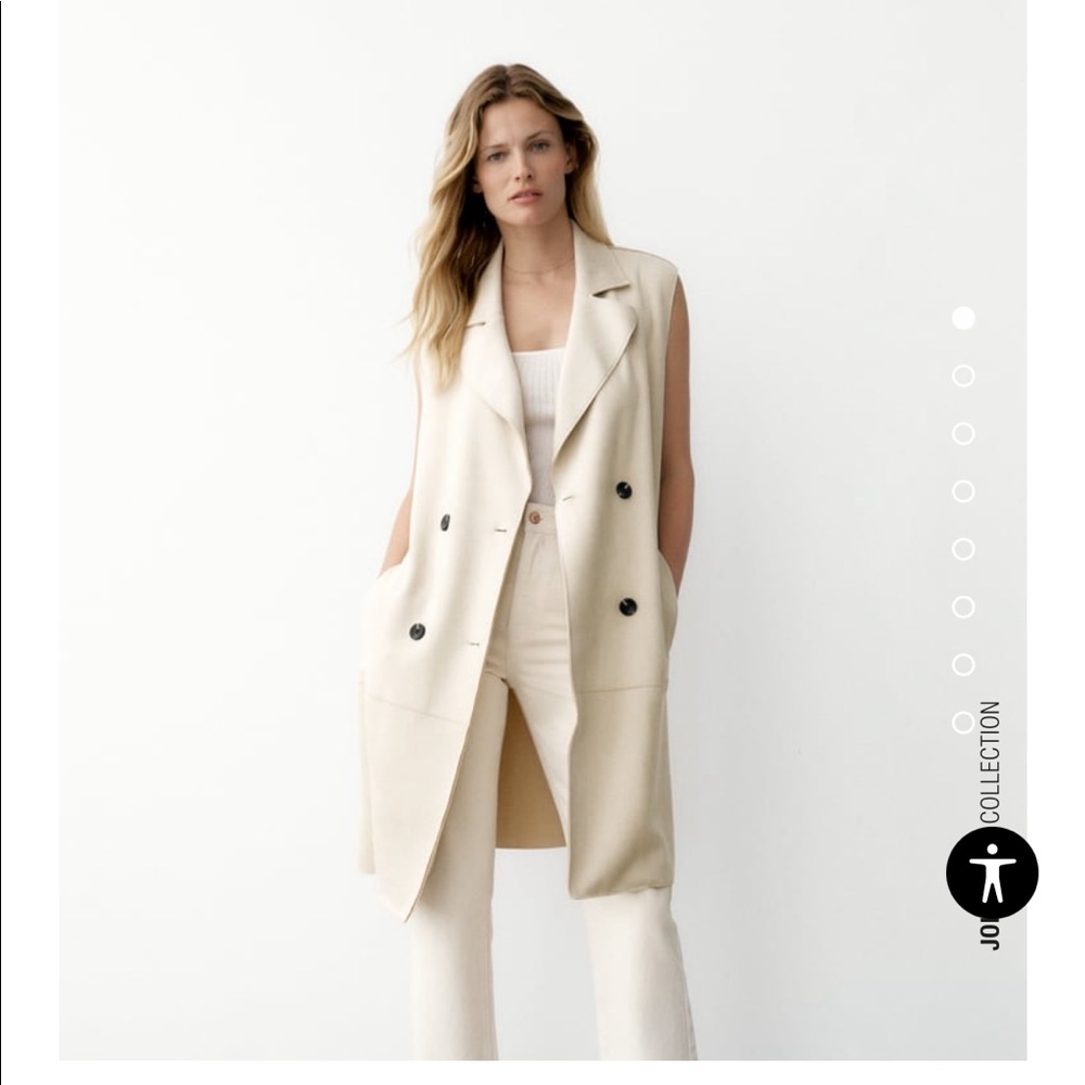 NWT Zara Faux Suede Belted Sleeveless Vest Trench Coat size small